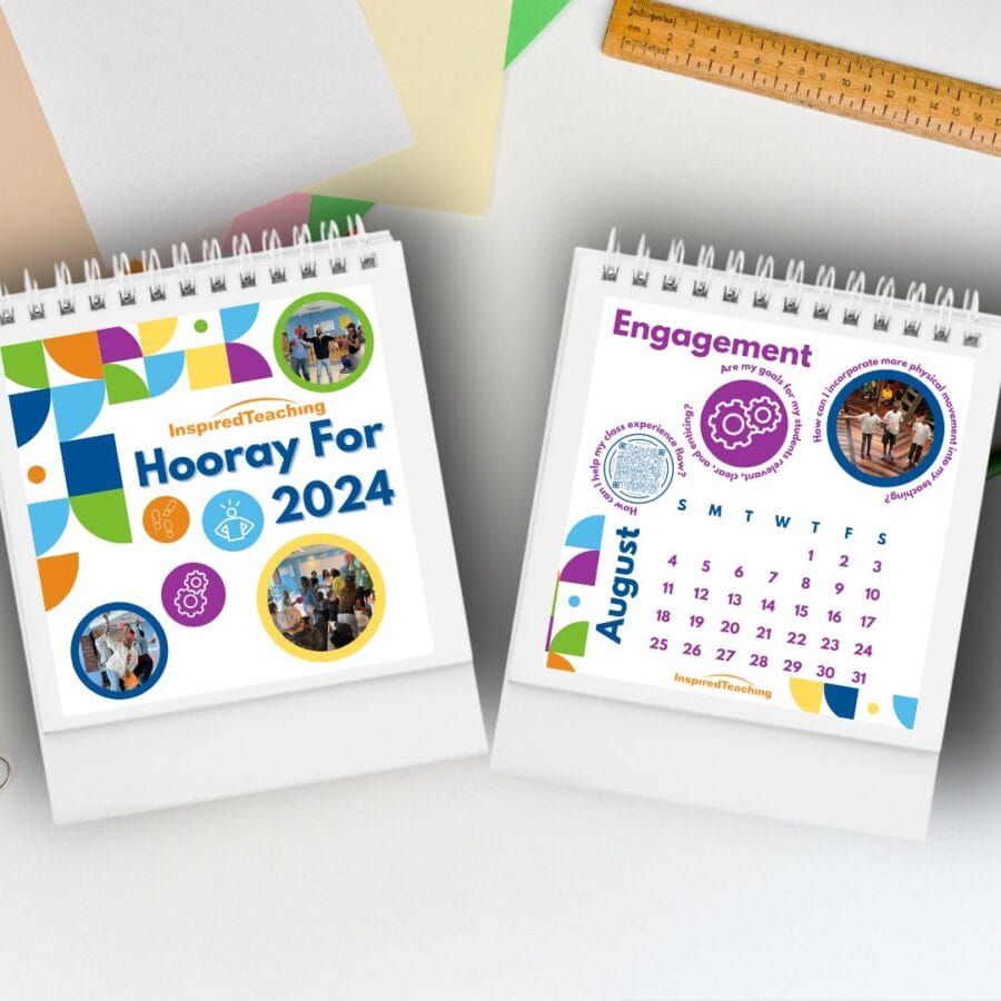 Hooray2024MockUp A square, spiral-bound notebook with a colorful cover that reads "Hooray for 2023" Inspiration for the Year Ahead