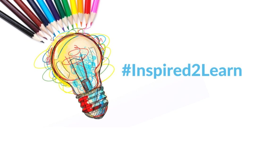 a colorful lightbulb with mutlicolor pencils above it, next to blue text that reads "#Inspired2Learn," which are activities and resources for parents