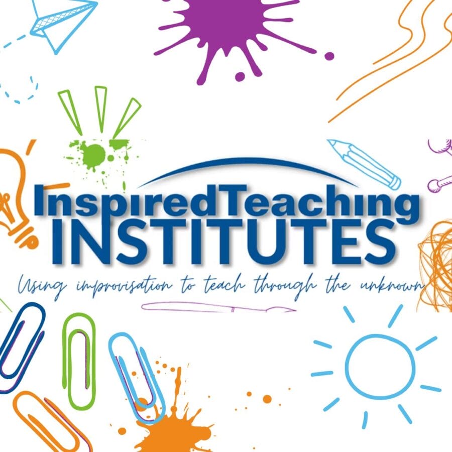 a colorful banner with graphic elements that reads "Inspired Teaching Institutes" a professional development resource