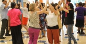 Teachers participating in an interactive professional development activity.