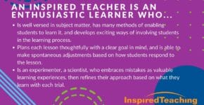 A list outline of Inspired Teacher traits, outlining the capabilities for teaching students respectful discourse